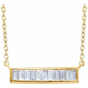 Diamond Baguette Bar Necklace | Gold