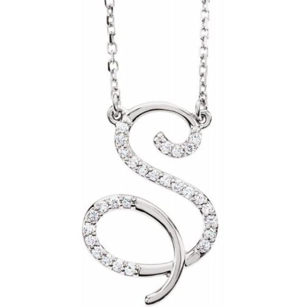 Diamond Initial Necklace | Silver | S