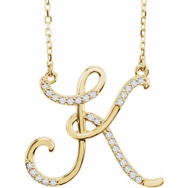 Diamond Initial Necklace | Gold | K