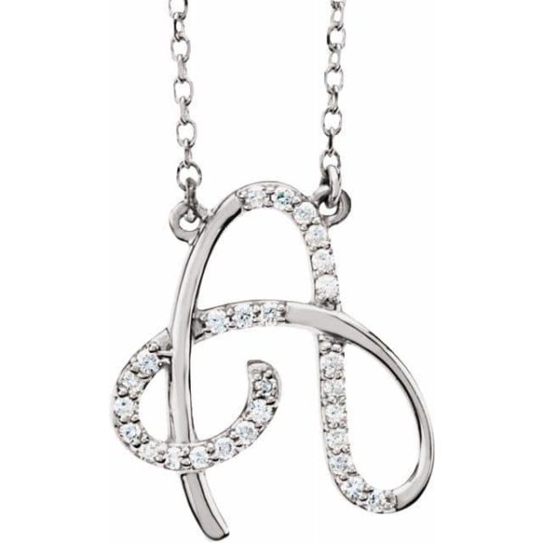 Diamond Initial Necklace | Silver | A