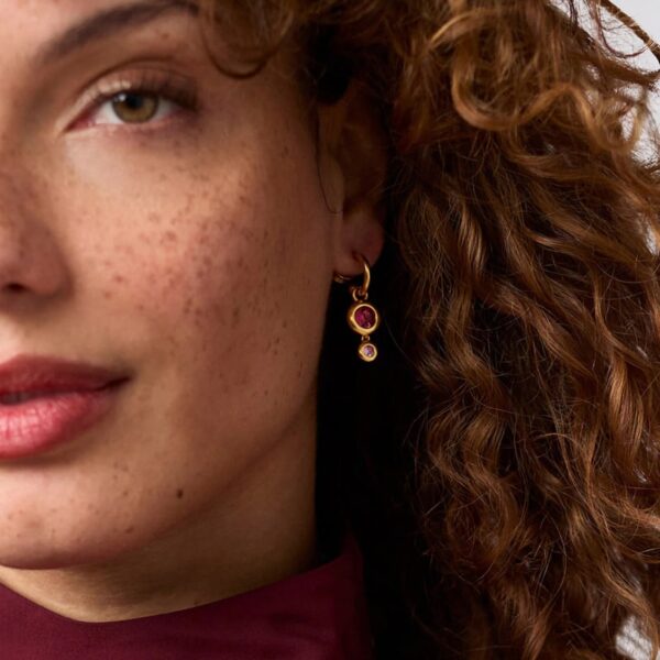 Rainbow Duo Hoop & Charm Earring | Pink Dawn