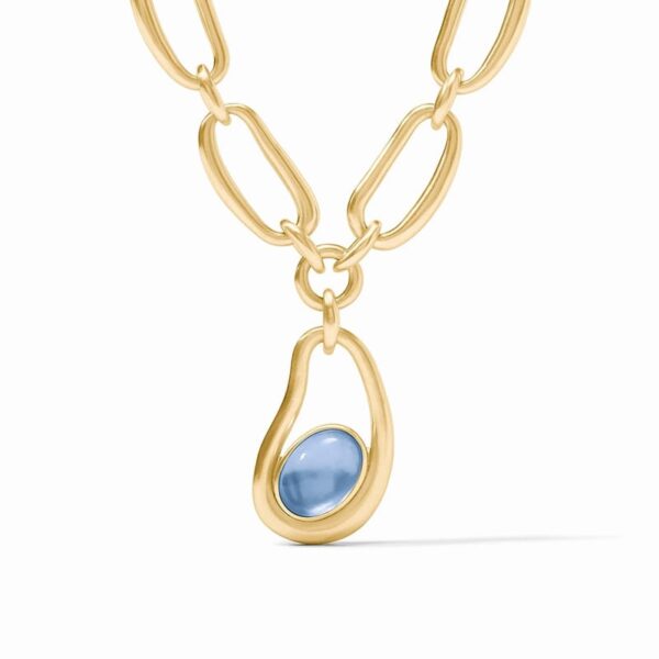 Wave Statement Necklace | Iridescent Chalcedony Blue