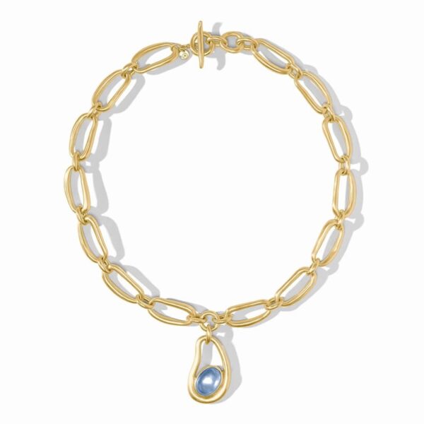 Wave Statement Necklace | Iridescent Chalcedony Blue